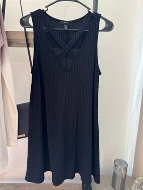 Forever 21 Black Ribbed Crisscross Tank Swing Dress size small